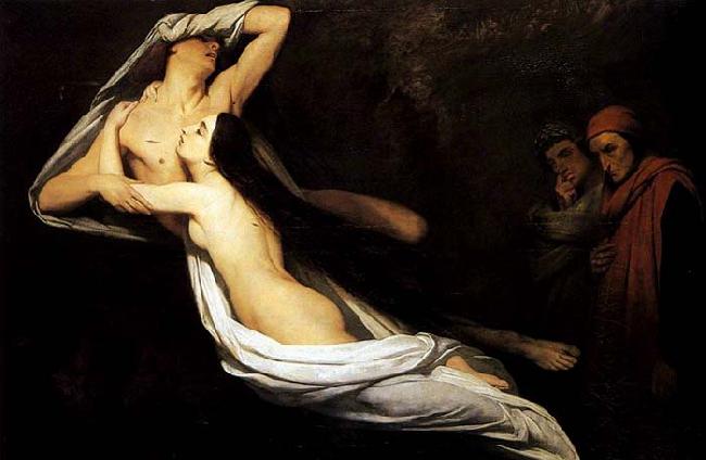 Ary Scheffer The Ghosts of Paolo and Francesca Appear to Dante and Virgil